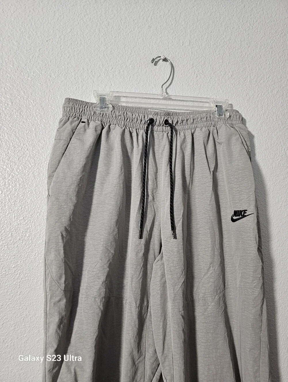 Nike Light Gray Track Pants with Black Logo Sz XL